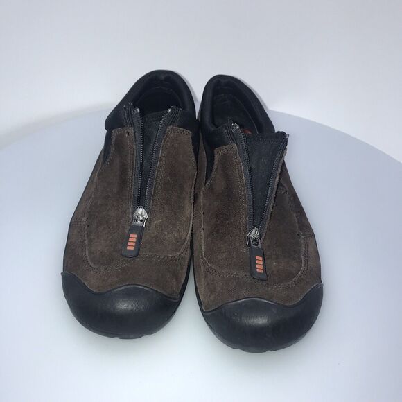 Lands End Hiking‎ Slip On Shoe Womens Dark Brown Suede Zip Bootie Outdoor SZ 6B - Picture 3 of 11